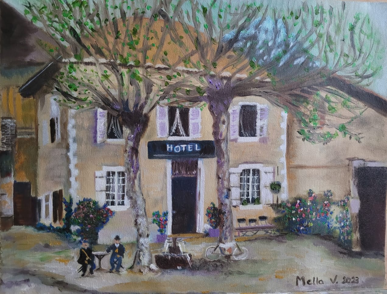 La Terrasse, oil on canvas, 42x29.7cmcm, 2023 (private collection, France)