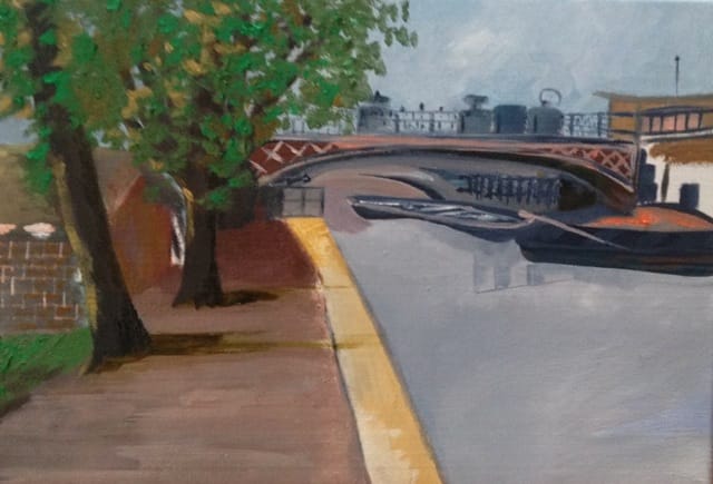 Paris, canal de l’Ourcq, oil on canvas, 70x40cm, 2015 (private collection, France)