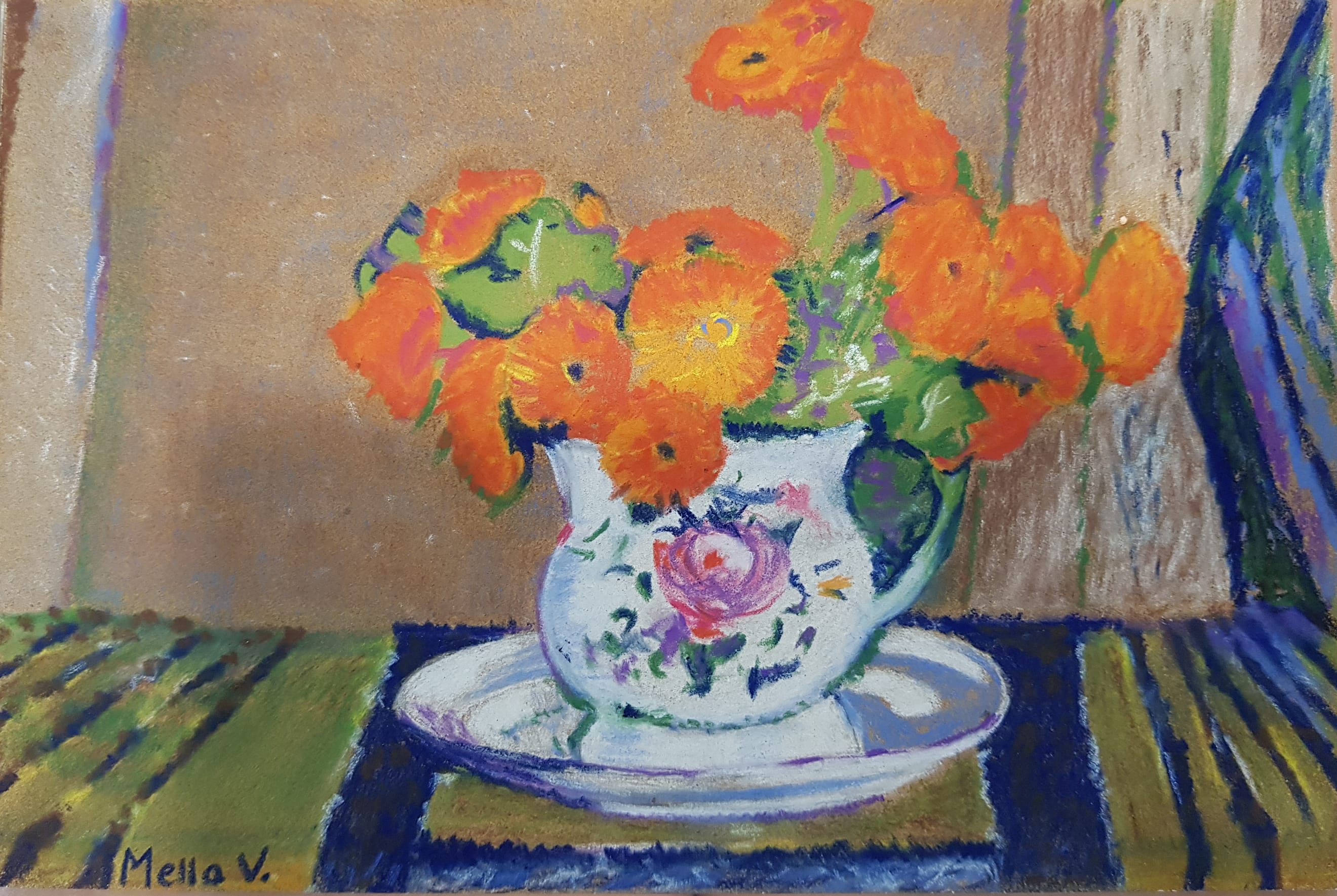 Porcelain, soft pastels on canvas, 18x24cm, 2018 (private collection, France)