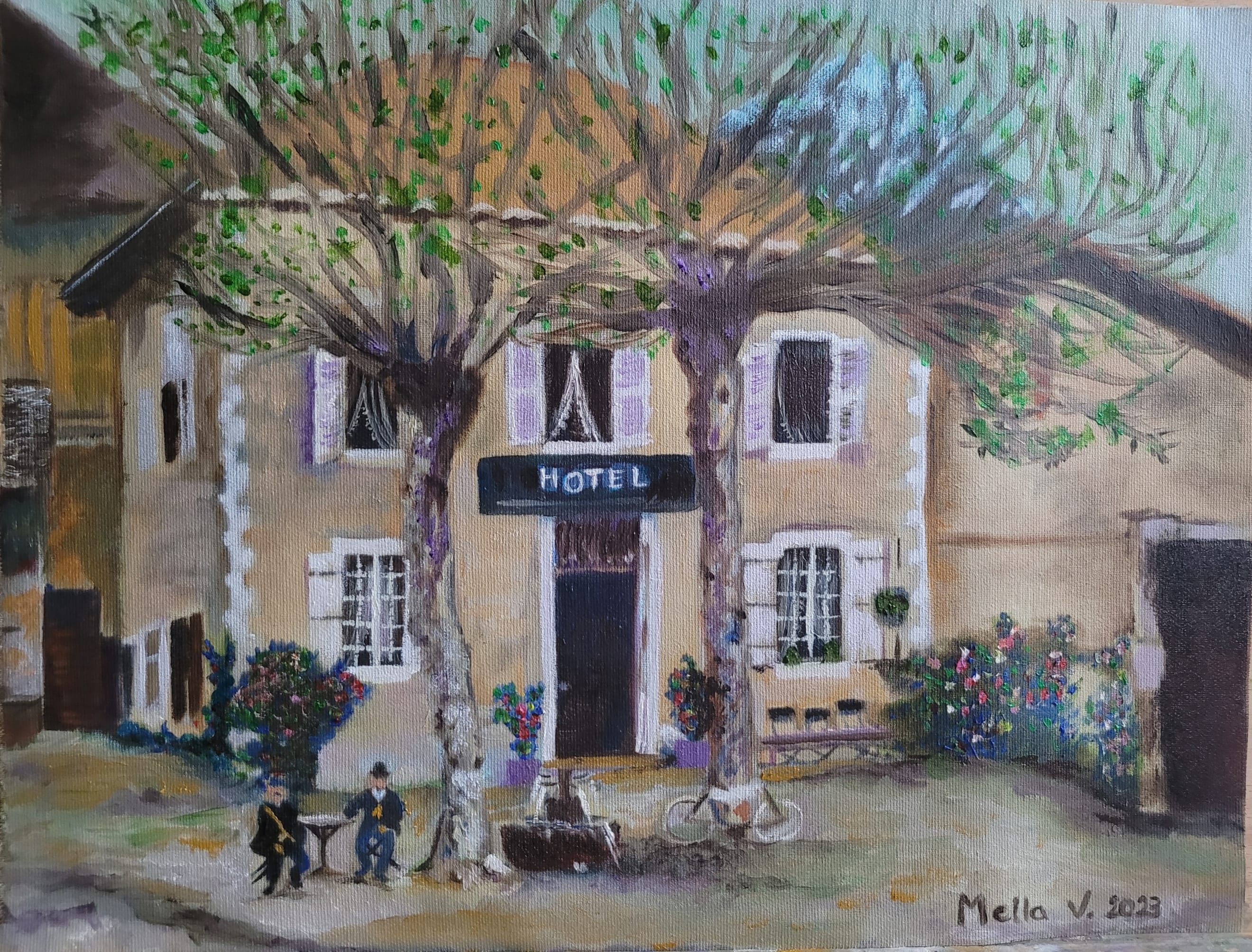La Terrasse, oil on canvas, 42x29.7cmcm, 2023 (private collection, France)